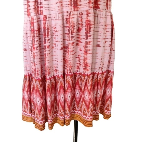 Beach Lunch Lounge Sz XS Dye Boho Western Tiered CottageCore Dress - Picture 6 of 10